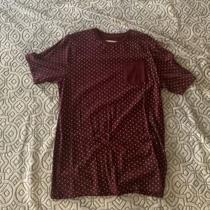 COPY - Burgundy pocket tee with little white arro…